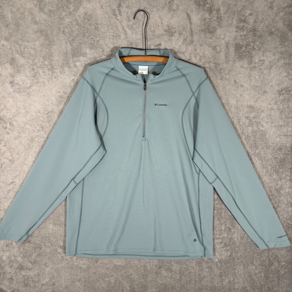 Columbia Mens Insect Blocker 1/4 Zip Pullover Light Blue XXL AM2016 Gorpcore